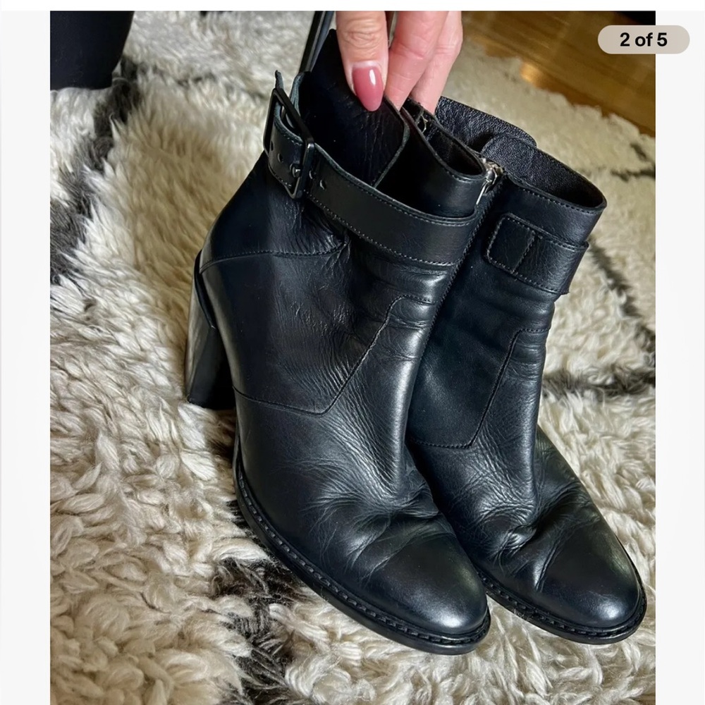 Best! Helmut Lang Schist Buckle Ankle Boot Black Leather with Zipper